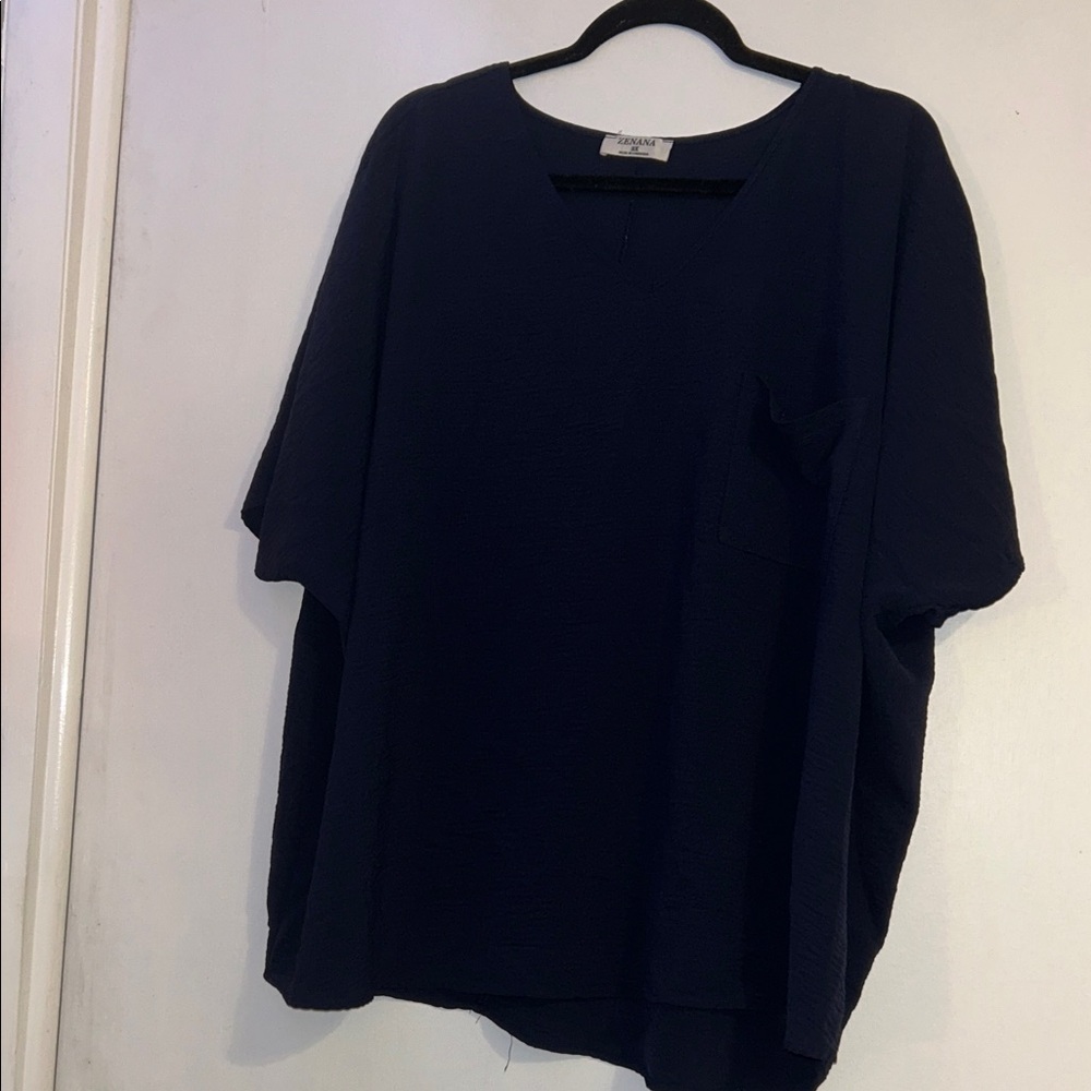 Zenana Outfitters Navy Short Sleeve Blouse